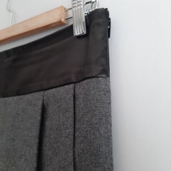 Diane von Furstenberg DVF / Ellis Leather Trim Waist High Rise Gray Trousers 4 - Picture 7 of 16